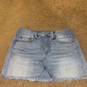 American Eagle Outfitters Light Blue Frayed Mini Skirt